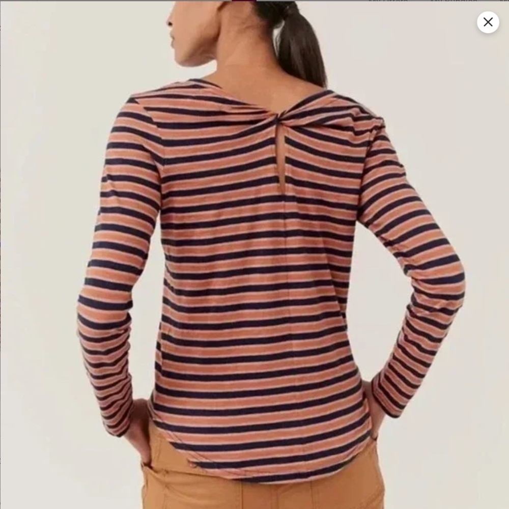 Pact Long Sleeve Shirt S Easy Slub Twist Back Harvest Stripe Organic Sustainable